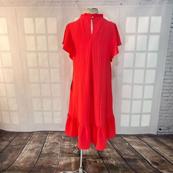 Julia Jordan NWT Nordstrom’s salmon pink ruffle hem midi dress size 12 - Picture 6 of 9